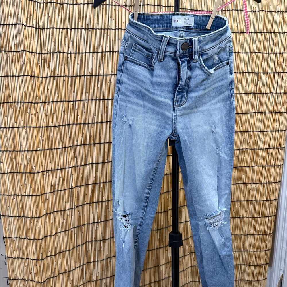 BKE Medium Wash Skinny Jeans with Knee Distressing